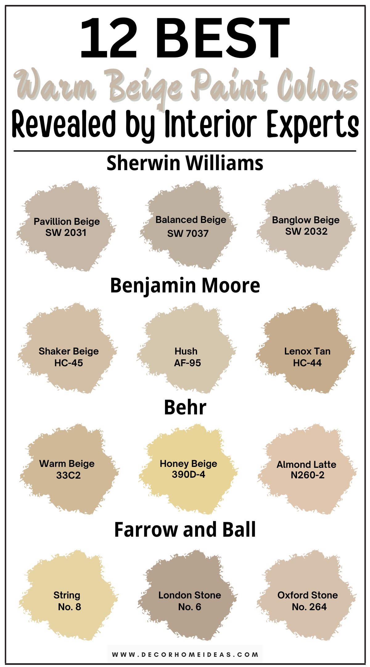 Explore 12 colores de pintura beige cálidos que harán que su hogar sea acogedor. Estos tonos ricos y neutros añaden calidez y confort a cualquier habitación, creando un ambiente acogedor tanto para la familia como para los invitados. Desde beiges dorados hasta tonos suaves y terrosos, descubra colores recomendados por diseñadores que complementan una amplia gama de estilos de decoración. Perfectas para salones, dormitorios y espacios de reunión, estas pinturas beige cálidas proporcionan un telón de fondo versátil y atemporal que realza la belleza de su hogar. Transforme sus interiores con estos acogedores colores beige cálidos y disfrute de un espacio cómodo y elegante.