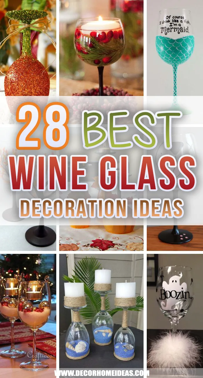 Las mejores ideas de decoración con copas de vino. Crea unos bonitos y sencillos centros de mesa y decoraciones utilizando copas de vino. Decora tu casa con unas copas pintadas. #decorhomeideas