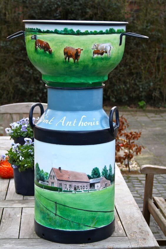   Lata de leche pintada