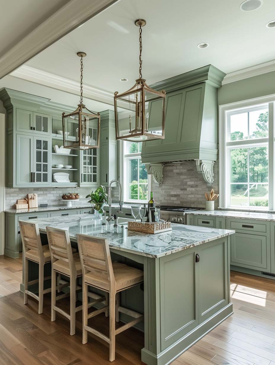 Sherwin Williams Frosted Fern Cocina Verde Salvia