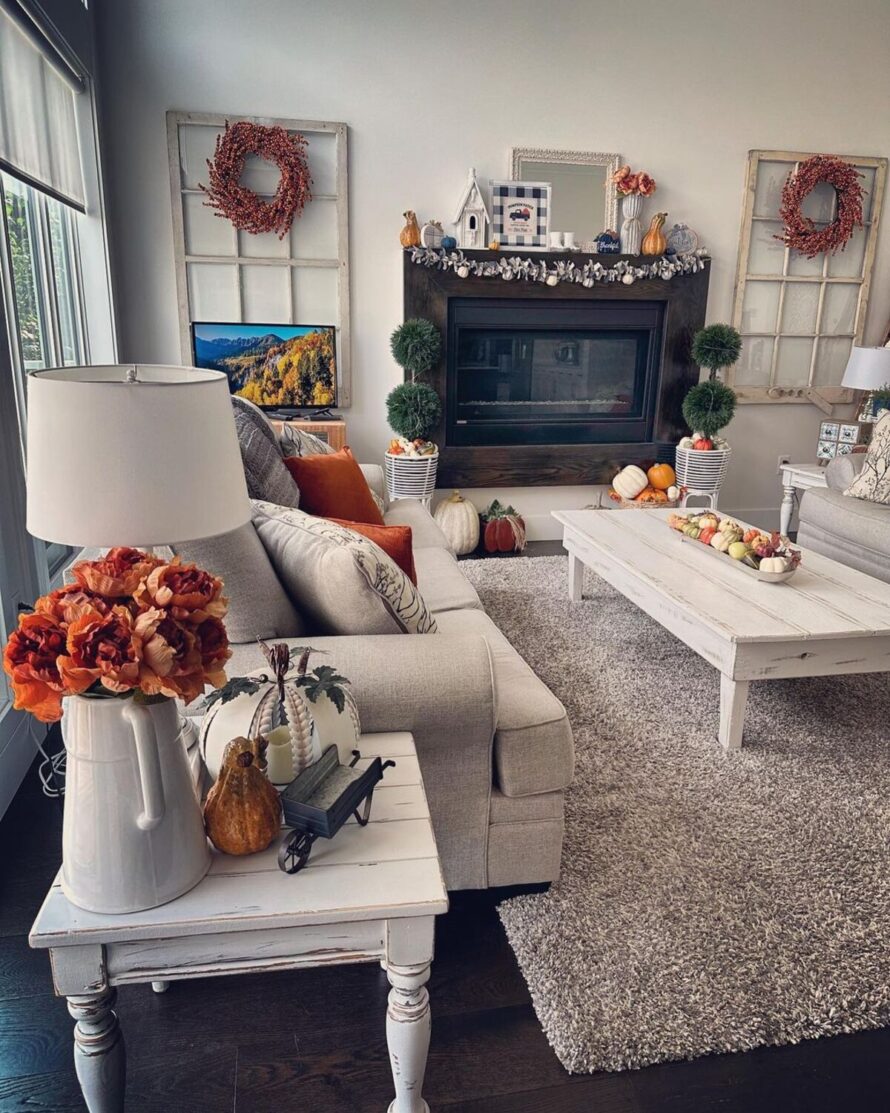 ideas de decoración de salones otoñales inspiradas en el otoño 15