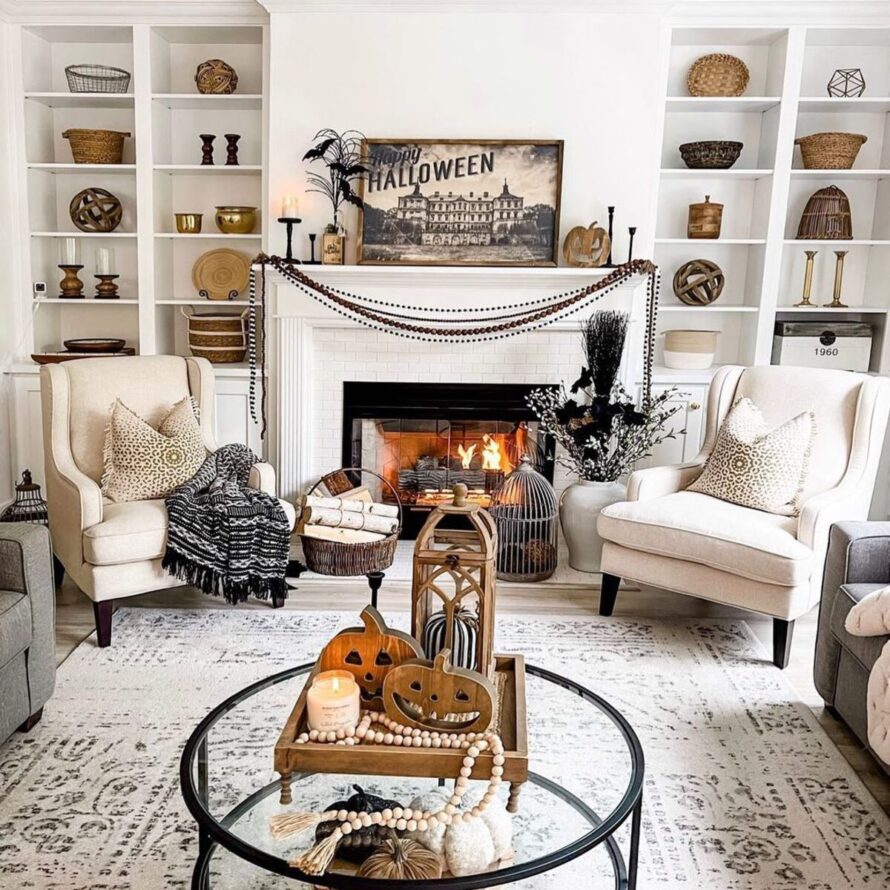 encantadora casa de campo ideas de decoración de otoño 13