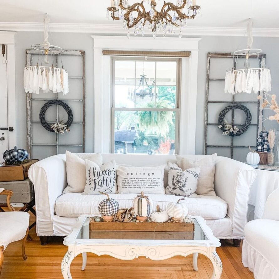 encantadora casa de campo ideas de decoración de otoño 5