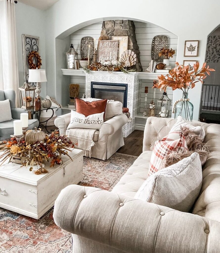 encantadora casa de campo ideas de decoración de otoño 9