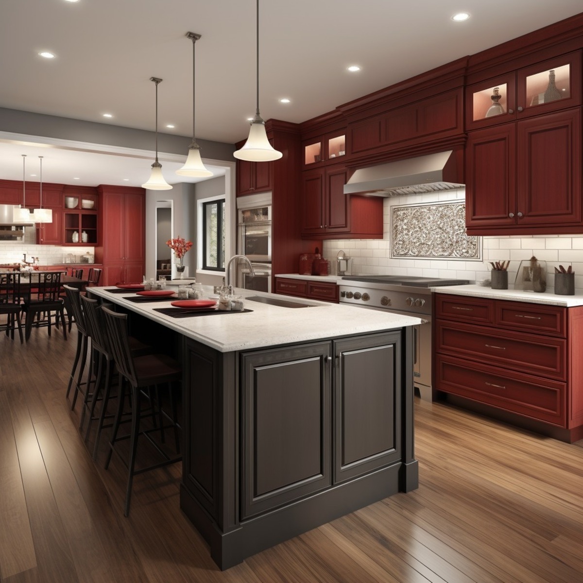 cerezo gabinete de cocina esquema de color 3