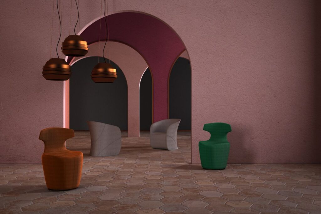 gran salon con combinacion de colores malva y burdeos